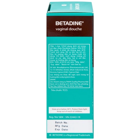 Dung dịch sát trùng âm đạo Betadine xanh Vaginal Douche trị viêm âm đạo (chai 125ml)