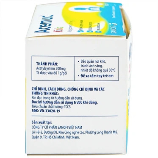 Thuốc Acemuc Kids 200mg Sanofi long đàm, tiêu nhầy, giảm ho (30 gói x 1g)