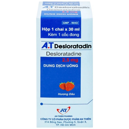 Dung dịch uống A.T Desloratadin 2.5mg hương dâu trị viêm mũi dị ứng (Chai 30ml)