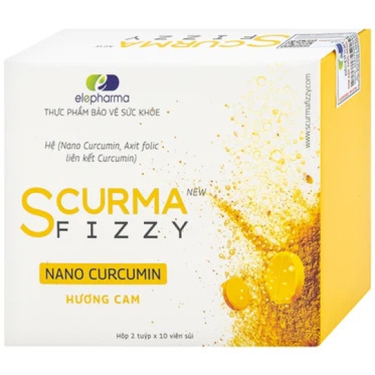 Viên sủi Scurma Fizzy Nano Curcumin cải thiện triệu chứng trào ngược dạ dày, viêm loét dạ dày tá tràng (20 viên)