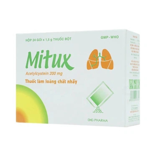 Thuốc Mitux 200mg DHG làm loãng chất nhầy đường hô hấp (24 gói)