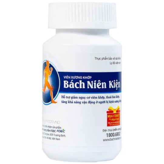 Viên xương khớp Bách Niên Kiện FOBIC hỗ trợ giảm nguy cơ viêm khớp, thoái hóa khớp, tăng khả năng vận động (80 viên)