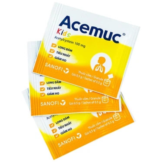 Thuốc cốm Acemuc Kids 100mg Sanofi long đàm, tiêu nhầy, giảm ho (30 gói x 0.5g)