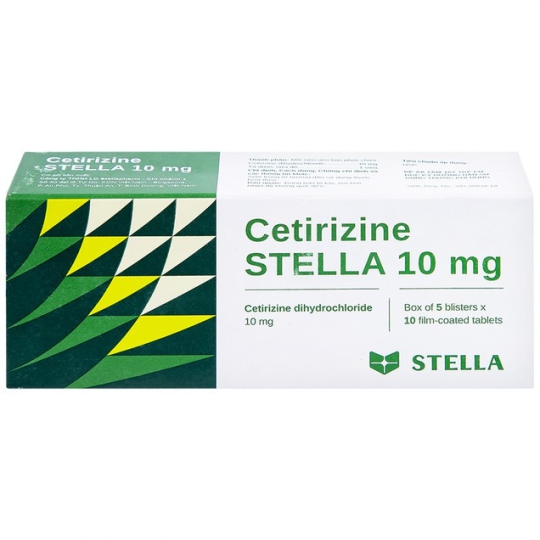 Thuốc Cetirizine Stella 10mg hỗ trợ giảm viêm mũi dị ứng, mày đay (5 vỉ x 10 viên)