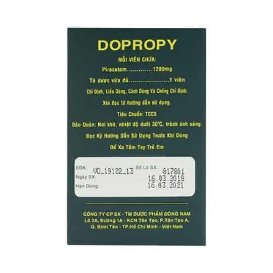 Thuốc Dopropy 1200mg Đông Nam điều trị bệnh do tổn thương não (100 viên)