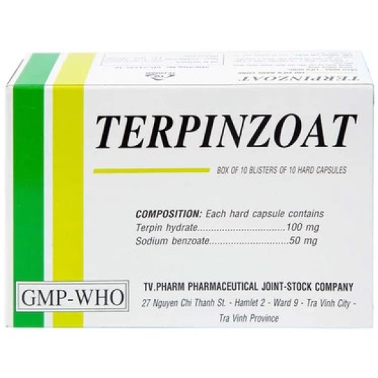 Thuốc Terpinzoat TV.PHARM làm loãng đờm và hỗ trợ điều trị các triệu chứng ho (100 viên)