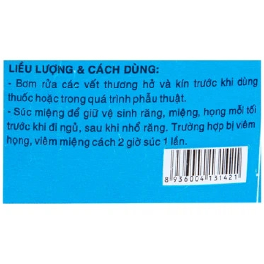 Dung dịch vô trùng Natri Clorid 0.9% Dược 3-2 rửa vết thương hở và kín, súc miệng (1000ml)