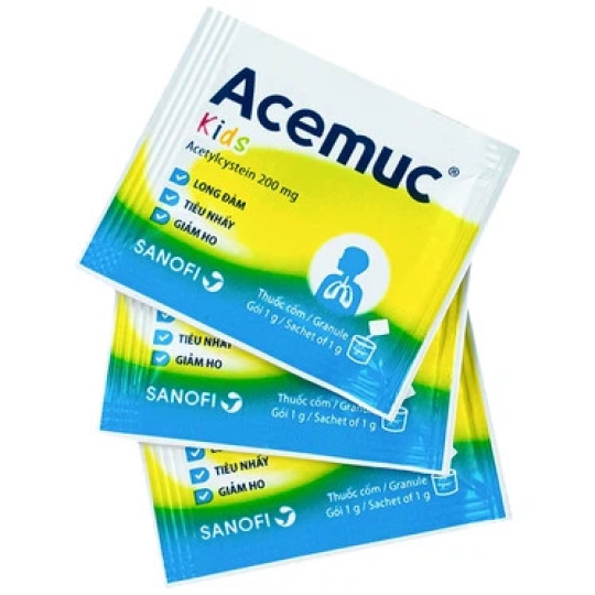 Thuốc Acemuc Kids 200mg Sanofi long đàm, tiêu nhầy, giảm ho (30 gói x 1g)