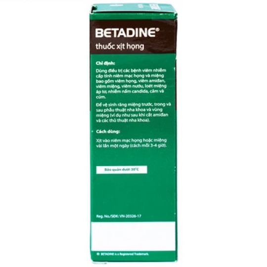 Xịt họng Betadine điều trị nhiễm trùng cấp tính niêm mạc miệng, họng (50ml)