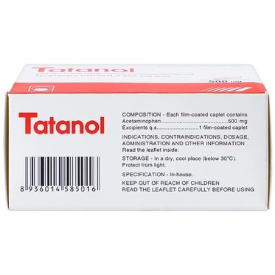 Thuốc Tatanol 500mg giúp hạ sốt, điều trị các cơn đau do cảm cúm, nhức đầu (10 vỉ x 10 viên)