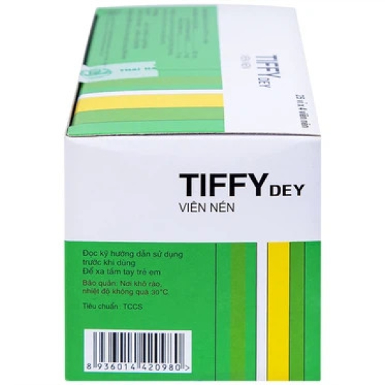 Thuốc Tiffy Dey điều trị cảm cúm, nghẹt mũi, sổ mũi (Hộp 25 vỉ x 4 viên)