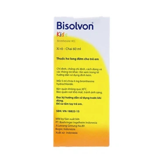 Siro Bisolvon Kids Boehringer làm loãng đờm trong các bệnh phế quản phổi cấp và mạn tính (60ml)