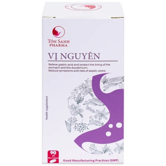 Viên uống Vị Nguyên Tồn Sanh Pharma hỗ trợ giảm acid dịch vị, giúp bảo vệ niêm mạc dạ dày (90 viên)