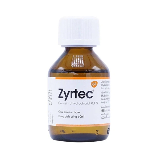 Thuốc Zyrtec 1mg/ml Aesica điều trị mày đay, viêm mũi dị ứng (60ml)