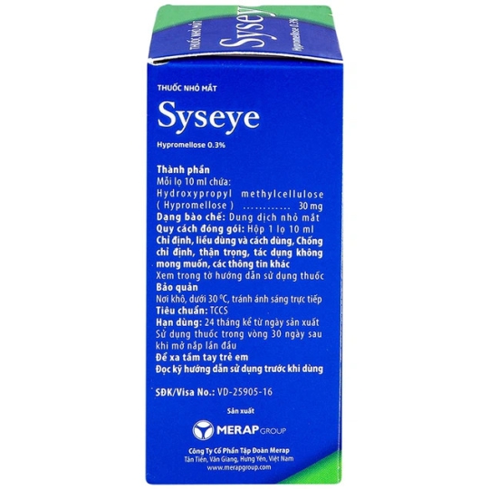 Thuốc nhỏ mắt Syseye Merap điều trị và làm giảm các cảm giác khó chịu do khô mắt (10ml)