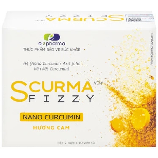 Viên sủi Scurma Fizzy Nano Curcumin cải thiện triệu chứng trào ngược dạ dày, viêm loét dạ dày tá tràng (20 viên)