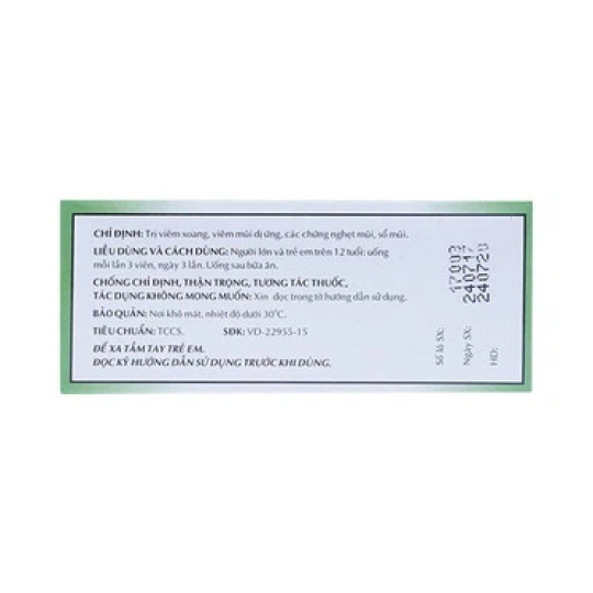 Thuốc Rhinassin-OPC điều trị viêm xoang, viêm mũi dị ứng (5 vỉ x 10 viên)