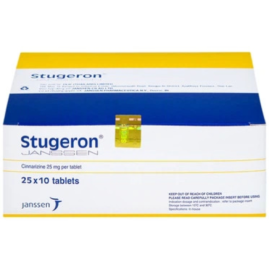 Thuốc Stugeron 25mg Janssen hỗ trợ điều trị rối loạn tuần hoàn não (250 viên)