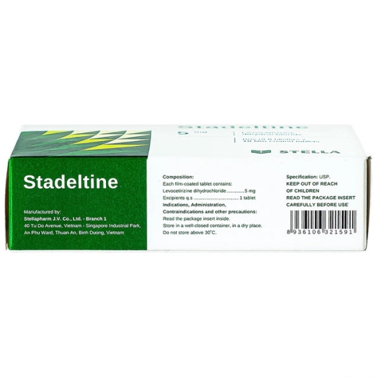 Thuốc Stadeltine 5mg Stella hỗ trợ điều trị viêm mũi dị ứng, mày đay (50 viên)