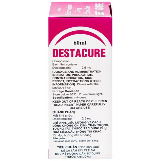 Thuốc Destacure 2.5mg/5ml Gracure điều trị viêm mũi dị ứng, mày đay (60ml)