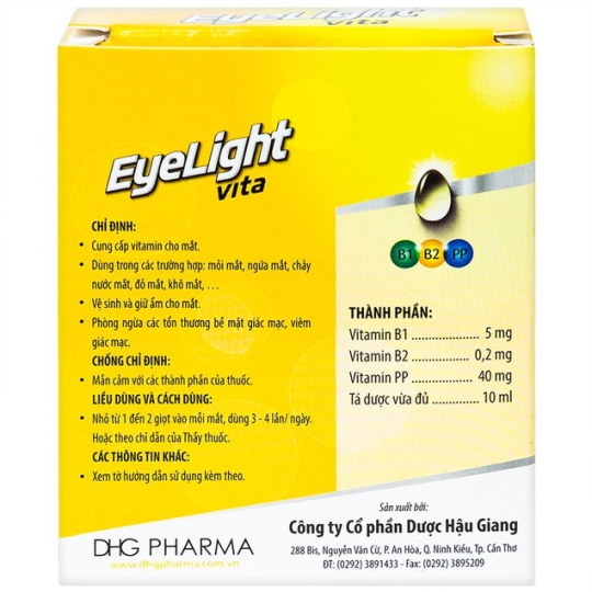 Thuốc nhỏ mắt Eyelight Vita DHG cung cấp Vitamin B1, B2, PP cho mắt (10ml)