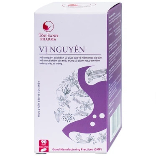 Viên uống Vị Nguyên Tồn Sanh Pharma hỗ trợ giảm acid dịch vị, giúp bảo vệ niêm mạc dạ dày (90 viên)