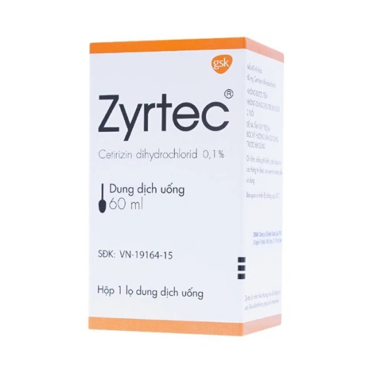 Thuốc Zyrtec 1mg/ml Aesica điều trị mày đay, viêm mũi dị ứng (60ml)