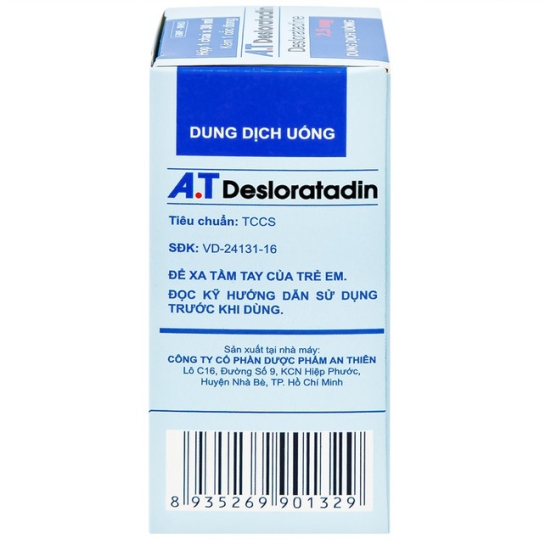 Dung dịch uống A.T Desloratadin 2.5mg hương dâu trị viêm mũi dị ứng (Chai 30ml)