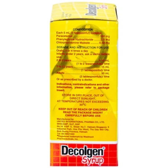 Siro Decolgen Untied trị viêm mũi dị ứng, cảm cúm cho trẻ (60ml)