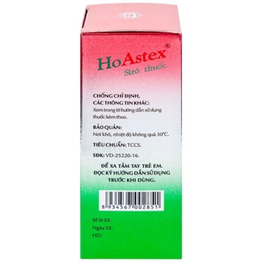 Siro thuốc HoAstex OPC hỗ trợ giảm ho, viêm họng, viêm phế quản (90ml)