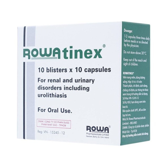 Thuốc Rowatinex phòng và điều trị sỏi niệu, sỏi thận (10 vỉ x 10 viên)