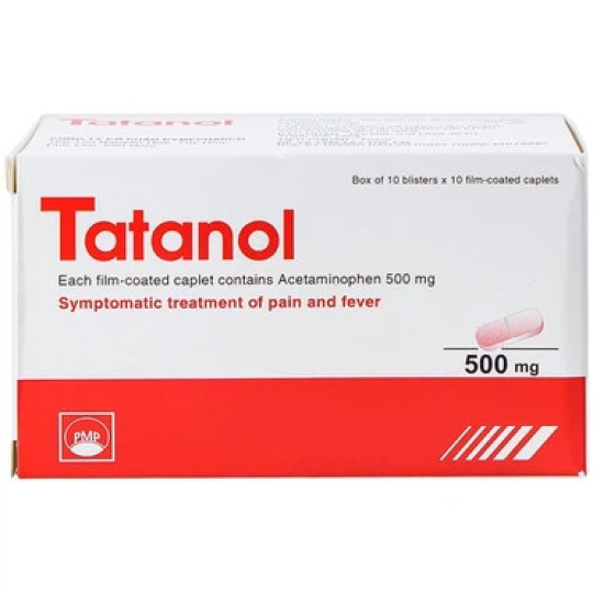 Thuốc Tatanol 500mg giúp hạ sốt, điều trị các cơn đau do cảm cúm, nhức đầu (10 vỉ x 10 viên)