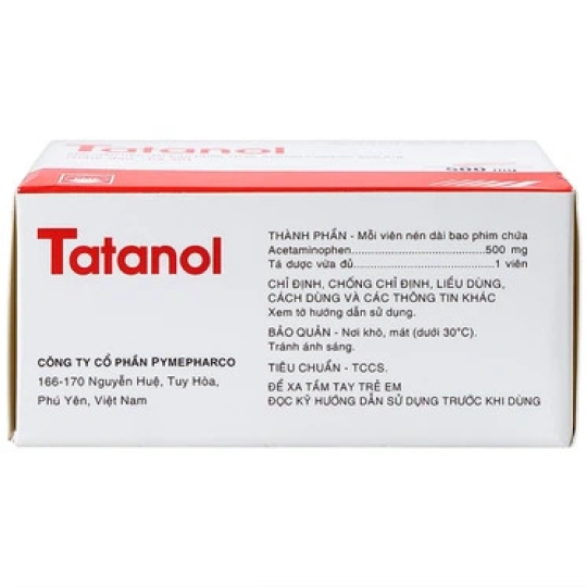 Thuốc Tatanol 500mg giúp hạ sốt, điều trị các cơn đau do cảm cúm, nhức đầu (10 vỉ x 10 viên)