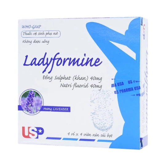 Thuốc vệ sinh phụ nữ Ladyformine USP điều trị viêm ngứa vùng kín (4 vỉ x 4 viên)