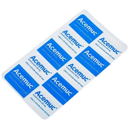 Thuốc Acemuc 200mg Sanofi trị các rối loạn về tiết dịch đường hô hấp (3 vỉ x 10 viên)