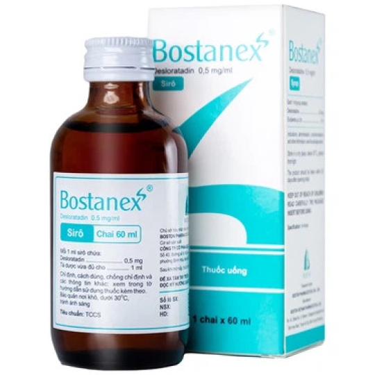 Siro Bostanex 0.5mg/ml Boston hỗ trợ điều trị viêm mũi dị ứng, nổi mày đay (60ml)