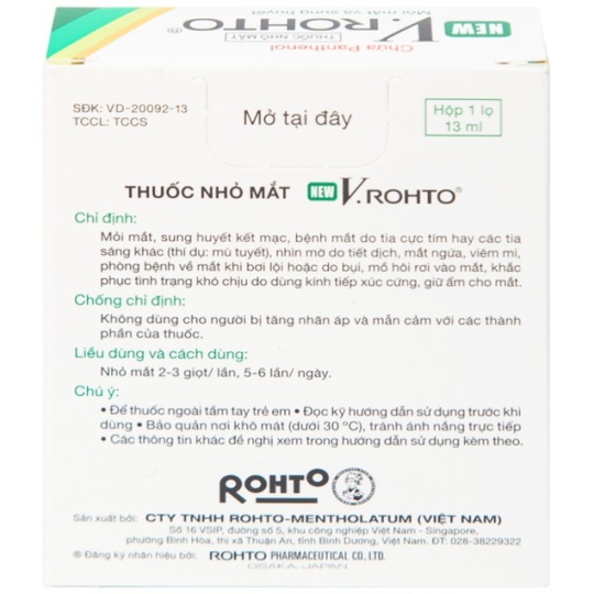 Thuốc nhỏ mắt New V.rohto Rohto điều trị mỏi mắt, sung huyết kết mạc (13ml)