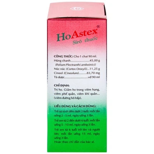 Siro thuốc HoAstex OPC hỗ trợ giảm ho, viêm họng, viêm phế quản (90ml)