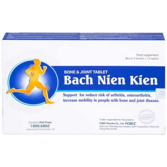 Viên xương khớp Bách Niên Kiện FOBIC hỗ trợ giảm nguy cơ viêm khớp, thoái hóa khớp, tăng khả năng vận động (20 viên)