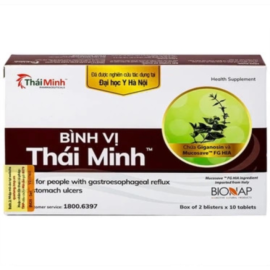 Viên uống Bình Vị Thái Minh dùng cho người trào ngược dạ dày và viêm loét dạ dày (20 viên)