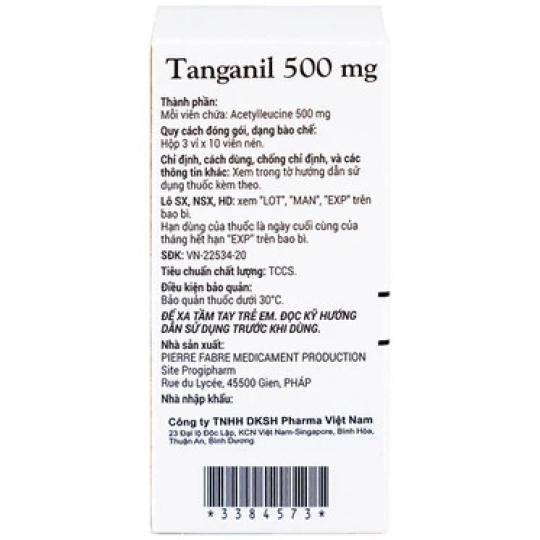 Thuốc Tanganil 500mg Pierre Fabre hỗ trợ điều trị cơn chóng mặt (3 vỉ x 10 viên)