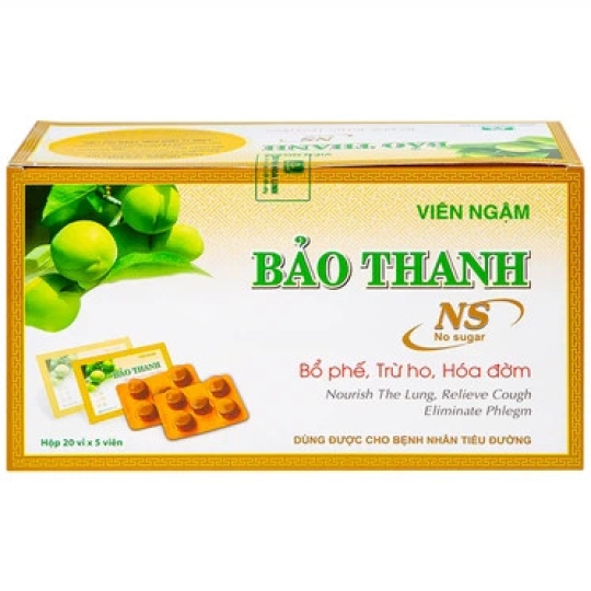 Viên ngậm Bảo Thanh không đường Hoa Linh bổ phế, trừ ho, hóa đờm (20 vỉ x 5 viên)