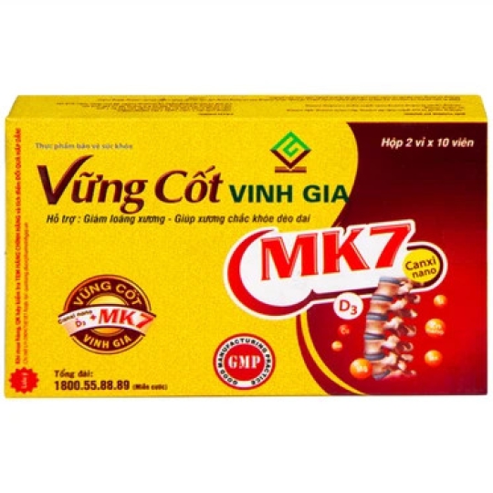 Viên uống Vững Cốt Vinh Gia giúp xương chắc khỏe, hỗ trợ làm chậm quá trình mất xương (20 viên)