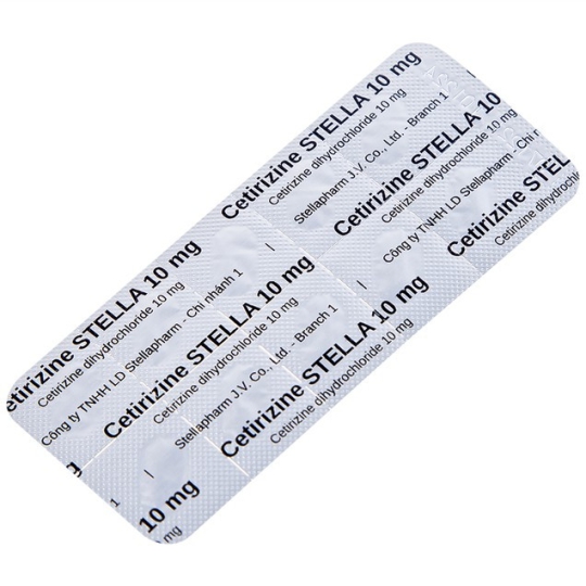 Thuốc Cetirizine Stella 10mg hỗ trợ giảm viêm mũi dị ứng, mày đay (5 vỉ x 10 viên)