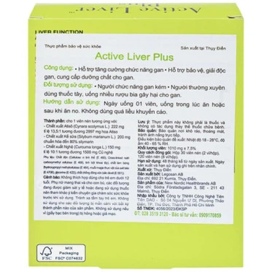 Viên uống Active Liver Plus New Nordic hỗ trợ tăng cường chức năng gan