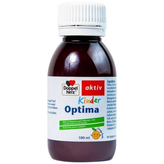 Dung dịch Kinder Optima Doppelherz Aktiv cung cấp L-lysine, một số vitamin và khoáng chất (100ml)