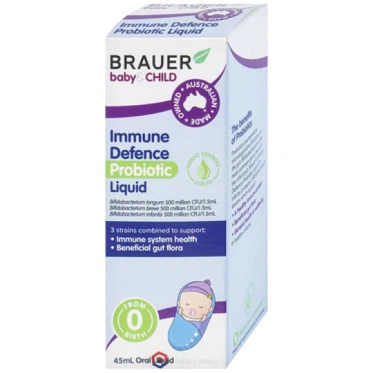 Siro Immune Defence Probiotic Liquid Brauer giúp tăng cường sức đề kháng và tốt cho đường ruột (45ml)