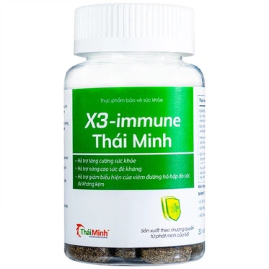 Thực phẩm bảo vệ sức khỏe X3-immune Thái Minh hỗ trợ tăng cường sức khỏe, giảm viêm đường hô hấp (30 viên)