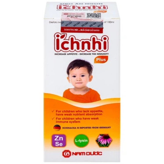 Siro Ích Nhi Plus Nam Dược bổ sung kẽm, seien và lysin giúp trẻ ăn ngon (100ml)