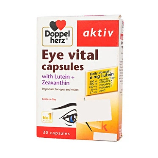 Viên uống Eye Vital Doppelherz Aktiv cung cấp dưỡng chất giúp tăng cường thị giác, chống mỏi mắt (30 viên)